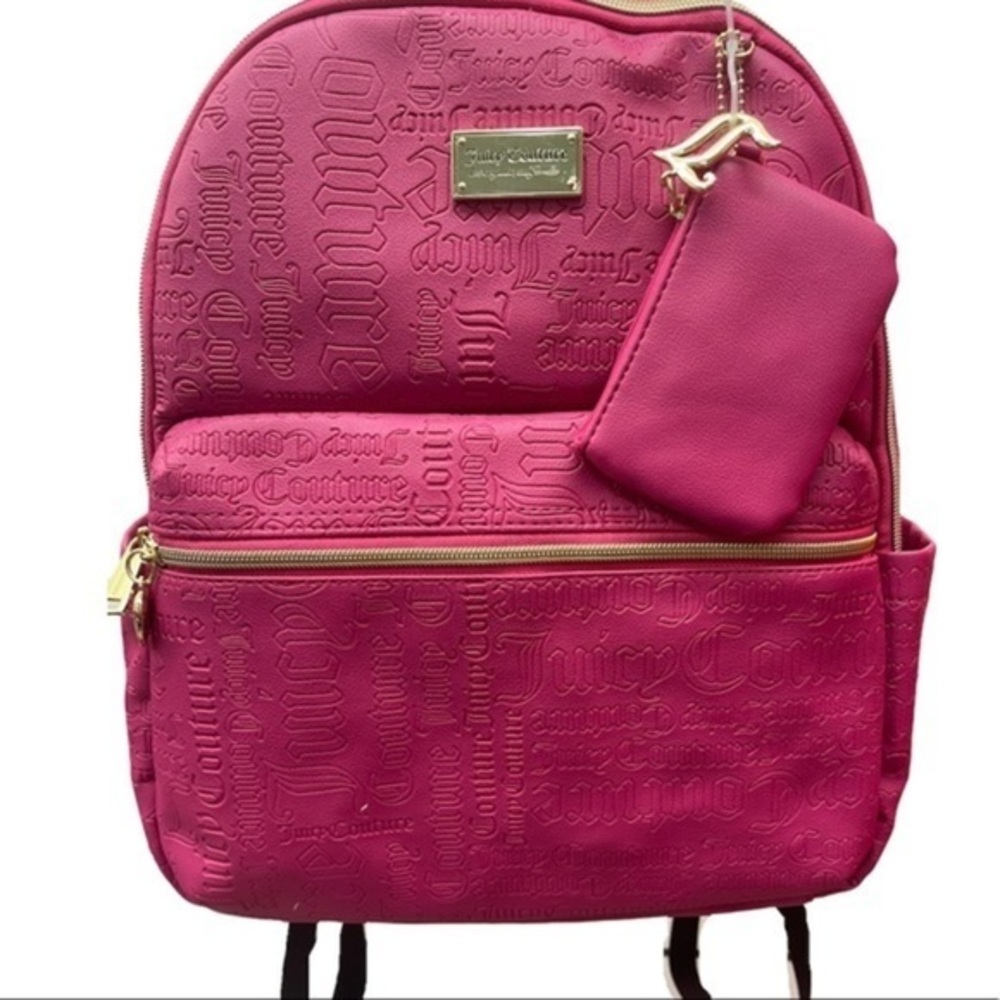 Juicy Couture Embossed Allover Y2k Logo Backpack Coin purse Barbie Pink New